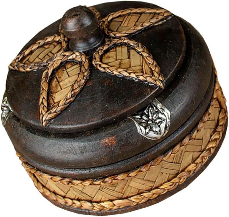 منفضة سجائر خشبية يدوية الصنع مع غطاء لتزيين المنزل والمكتب والبار هديمة صينية رماد للتدخين - Image 1